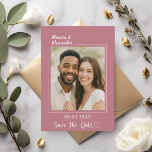 Roségold-Elfenbein-Foto-Hochzeit Save the Date