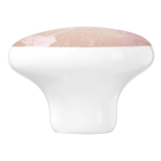 Rosegold erröten Marmor mit GoldGlitzer-Tröpfchen Keramikknauf (Seitenansicht)