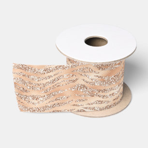 Roségold-Faux-Glitter-Zebrastreifen Satinband