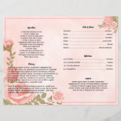 ROSEGOLD FLORAL | Vorlage des Beerdigungsprogramms (Rückseite)