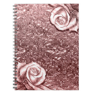 Roségold Flüssig-Chrom Metallic Florale Rosen Notizblock