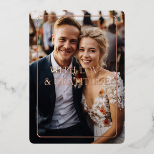 Roségold, Folie, Hochzeit, 1 Foto "Danke" Folieneinladung