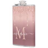 Roségold funkelnde Flasche personalisiert Name Buc Flachmann (Links)