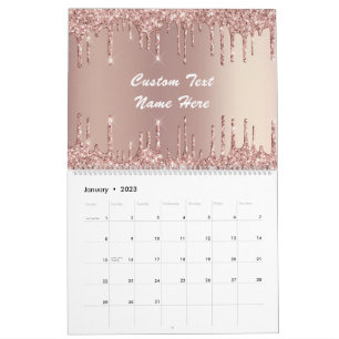 Roségold funkelnder Kalender Geschenk personalisie