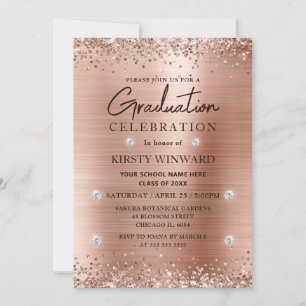 Roségold gebürstetes Metall und Glitter Abschluss Einladung