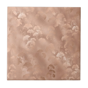 Roségold-Ginkgoblätter Elegant Botanisch 8 Fliese