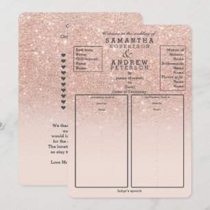 Roségold-glänzendes falsches Pink-Ombre-Hochzeitsp Einladung