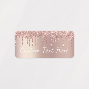 Roségold Glitter-Aufkleber Personalisierter Text N Etiketten