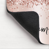 Roségold Glitter Blass Schimmer Name Mousepad (Ecke)