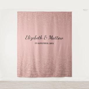 Roségold-Glitter-Blush-Hochzeits-Hintergrundteppic Wandteppich