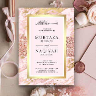 Roségold Glitter Blush Rosa Marmor Muslimische Hoc Einladung
