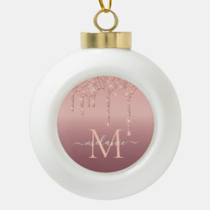 Roségold Glitter-Buchstaben-Namen Weihnachtsbaumsc Keramik Kugel-Ornament