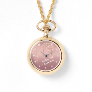 Roségold Glitter Funkel Uhr Personalisierter Text