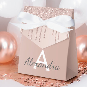 Roségold Glitter & Glanz Monogramm Geschenkschachtel
