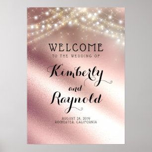 Roségold Glitter Hochzeit Willkommensschild Poster