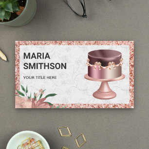 Roségold Glitter Individuelle Pink Band Torte Bäck Visitenkarte
