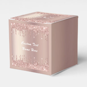 Roségold Glitter Individueller Text Name Gefallen  Geschenkschachtel