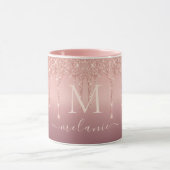 Roségold Glitter Kaffeetasse Dein Name und Buchsta (Zentrum)