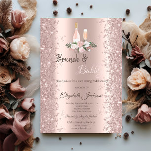 Roségold Glitter Konfetti Brunch Brautparty Einladung