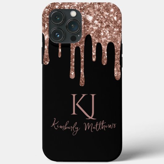 Roségold Glitter Monogramm Anfangsbuchstaben auf S Case-Mate iPhone Hülle (Rückseite)