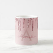 Roségold Glitter-Monogramm Name & Initiale Kaffeetasse (Mittel)