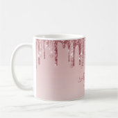 Roségold Glitter-Monogramm Name & Initiale Kaffeetasse (Links)
