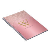 Roségold Glitter Monogramm Name Notizblock (Rechte Seite)