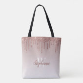 Roségold Glitter-Monogramm Tasche (Rückseite)