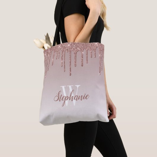 Roségold Glitter-Monogramm Tasche (Von Nahem)