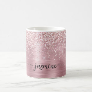 Roségold Glitter Monogramm Unterschrift Ombre Meta Kaffeetasse