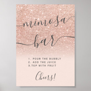 Roségold Glitter Ombre Blush Mimosa Bar Poster