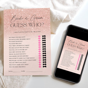 Roségold-Glitter-Ombre-Rosa-Hochzeits-Party-Spiel Einladung