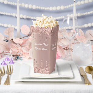 Roségold Glitter Popcorn-Box mit individuellem Tex Geschenkschachtel