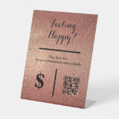 Roségold Glitter QR Code Event Bartenter Sockelschild (Vorderseite)