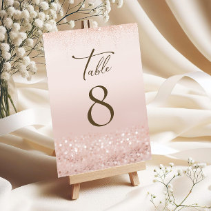 Roségold Glitter Quinceañera-Tischnummern RSVP Karte