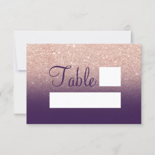Roségold-Glitter-Reben-Violett-Ombre-Platzierung Einladung
