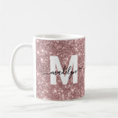 Roségold Glitter Rosa Monogramm Kaffeetasse (Links)