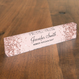 Roségold Glitter Rouge Namensplakette