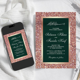 Roségold Glitter Smaragd Islamische Muslimische Ho Einladung