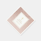 Roségold Glitter-Taufe Serviette (Ecke)