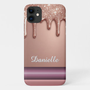 Roségold Glitter-Tropf Custom Name Monogramm Case-Mate iPhone Hülle