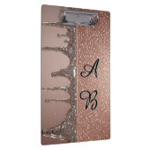 Roségold Glitter-Tropf Custom Name Monogramm Klemmbrett (Rechts)