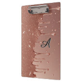 Roségold Glitter-Tropf Custom Name Monogramm Klemmbrett (Links)