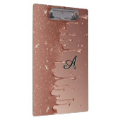 Roségold Glitter-Tropf Custom Name Monogramm Klemmbrett (Rechts)