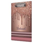 Roségold Glitter-Tropf Custom Name Monogramm Klemmbrett (Links)
