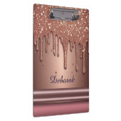 Roségold Glitter-Tropf Custom Name Monogramm Klemmbrett (Rechts)