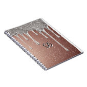 Roségold Glitter-Tropf Custom Name Monogramm Notizblock (Rechte Seite)
