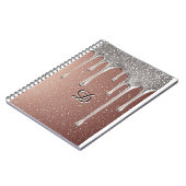 Roségold Glitter-Tropf Custom Name Monogramm Notizblock (Linke Seite)