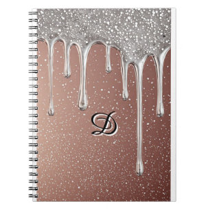 Roségold Glitter-Tropf Custom Name Monogramm Notizblock