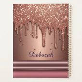 Roségold Glitter-Tropf Custom Name Monogramm Planer (Rückseite)